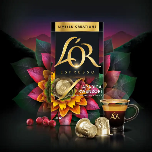 Кава L`OR капсули  Espresso Arabica Rwenzori Uganda Limited Creations, 100% арабіка, 10шт, Nespresso, фото , изображение 4 | SNABZHENIE.com.ua Кава L`OR капсули  Espresso Arabica Rwenzori Uganda Limited Creations, 100% арабіка, 10шт, Nespresso, фото , изображение 4 | SNABZHENIE.com.ua
