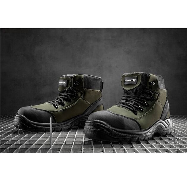 HOEGERT Ботинки рабочие RANDOW S3, SRC, темно-зеленые, фото , изображение 2 | SNABZHENIE.com.ua