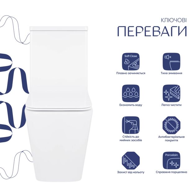 Унитаз-компакт Qtap Crow Eco безободковый с сиденьем Soft-close QTCRO27W48750, фото , зображення 4 | SNABZHENIE.com.ua Унитаз-компакт Qtap Crow Eco безободковый с сиденьем Soft-close QTCRO27W48750, фото , зображення 4 | SNABZHENIE.com.ua