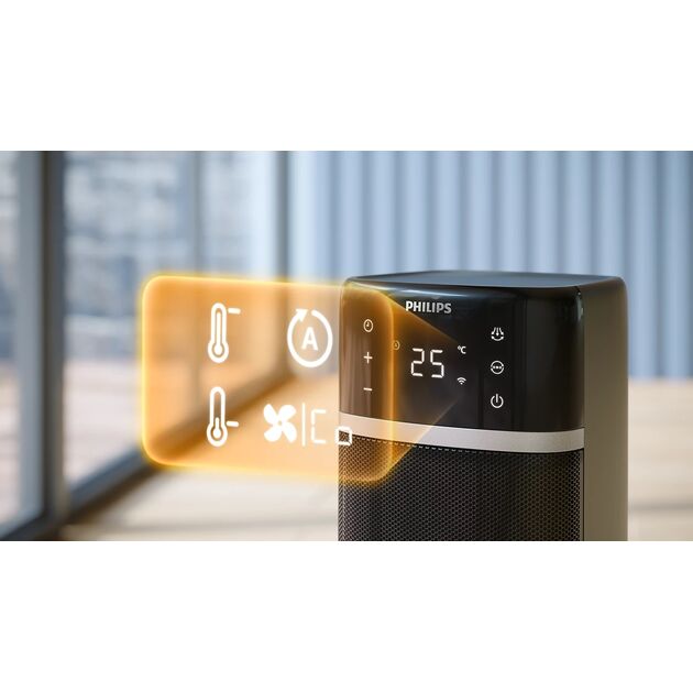 Тепловентилятор Philips 5000 Series, 20м2, 2000Вт, електр. упр-ння, 58 х 19.6 х 21.2см, керамічний, дисплей,Wi-Fi, чорний, фото , зображення 8 | SNABZHENIE.com.ua Тепловентилятор Philips 5000 Series, 20м2, 2000Вт, електр. упр-ння, 58 х 19.6 х 21.2см, керамічний, дисплей,Wi-Fi, чорний, фото , зображення 8 | SNABZHENIE.com.ua