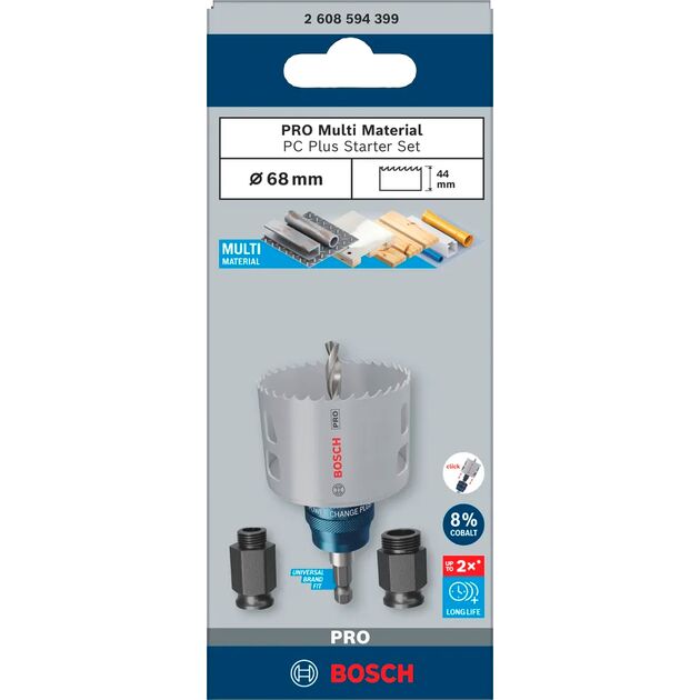 Набір коронок стартовий Bosch Professional Multi Material Power Change Plus 68мм 3шт, фото , изображение 9 | SNABZHENIE.com.ua