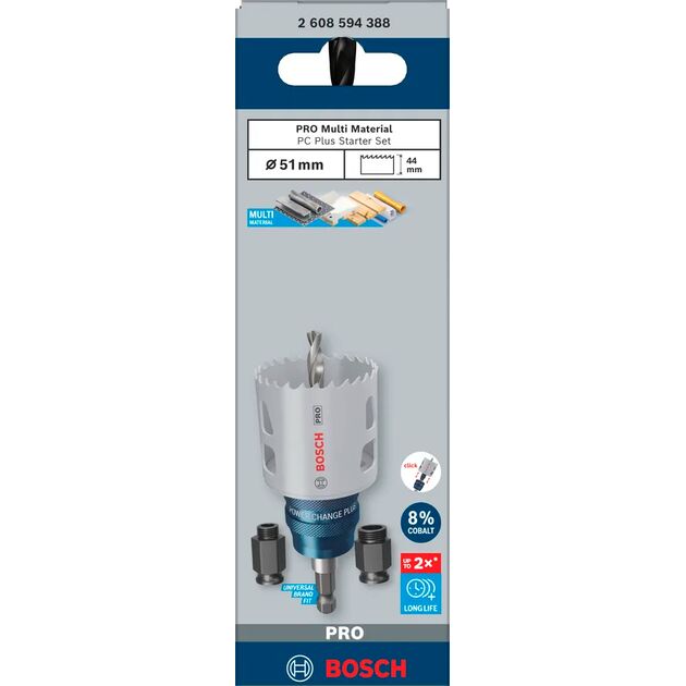 Набір коронок стартовий Bosch Professional Multi Material Power Change Plus 51мм 5шт, фото , изображение 10 | SNABZHENIE.com.ua