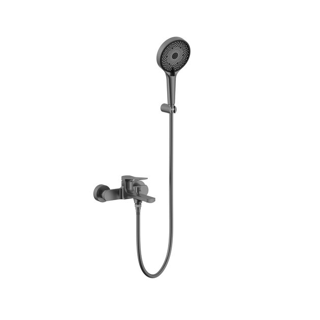 Смеситель для ванны Qtap Slavonice (c душевым гарнитуром) QTSLV259GMB48035 Gunmetal Black PVD, фото  | SNABZHENIE.com.ua