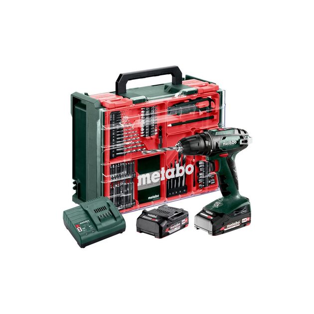 Шурупокрут-дриль акумуляторний Metabo BS 18 Set 18В 2х2А·год 24·48Нм 0-450·0-1600об·хв 1.3кг, фото , изображение 2 | SNABZHENIE.com.ua Шурупокрут-дриль акумуляторний Metabo BS 18 Set 18В 2х2А·год 24·48Нм 0-450·0-1600об·хв 1.3кг, фото , изображение 2 | SNABZHENIE.com.ua