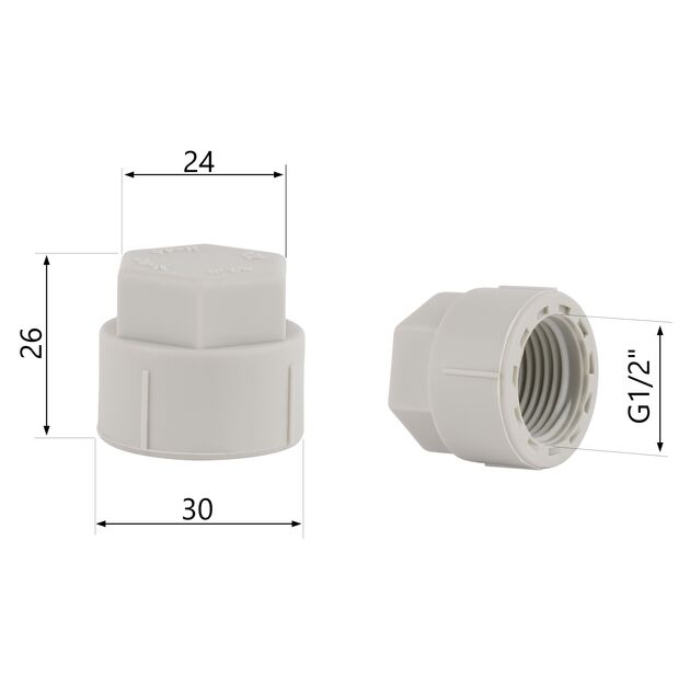 Заглушка PPR Blue Ocean с резьбой 20х1/2" ВР, фото , изображение 2 | SNABZHENIE.com.ua Заглушка PPR Blue Ocean с резьбой 20х1/2" ВР, фото , изображение 2 | SNABZHENIE.com.ua