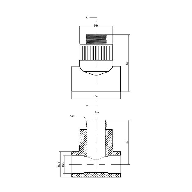 Тройник PPR Thermo Alliance 20х1/2"х20 НР, фото , зображення 2 | SNABZHENIE.com.ua Тройник PPR Thermo Alliance 20х1/2"х20 НР, фото , зображення 2 | SNABZHENIE.com.ua