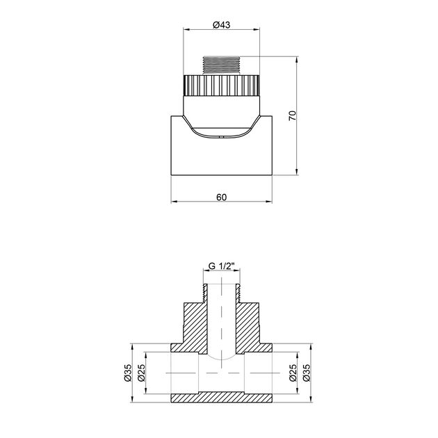 Тройник PPR Thermo Alliance 25х1/2"х25 НР, фото , изображение 2 | SNABZHENIE.com.ua Тройник PPR Thermo Alliance 25х1/2"х25 НР, фото , изображение 2 | SNABZHENIE.com.ua