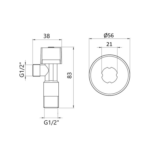 Кран угловой Thermo Alliance Standart (ручка шестигранник) с вент.буксой 1/2"Н х 1/2"Н SF3441515, фото , изображение 2 | SNABZHENIE.com.ua Кран угловой Thermo Alliance Standart (ручка шестигранник) с вент.буксой 1/2"Н х 1/2"Н SF3441515, фото , изображение 2 | SNABZHENIE.com.ua