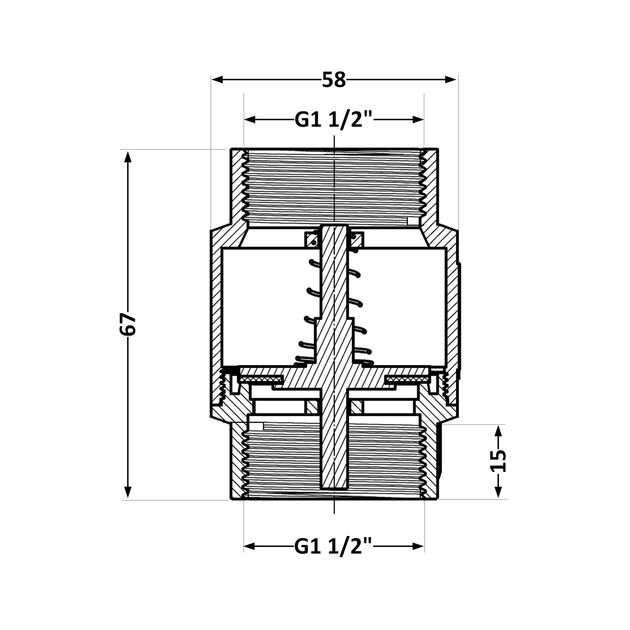 Обратный клапан Thermo Alliance Standart 1 1/2"ВВ с латунным штоком TAS240W40, фото , зображення 2 | SNABZHENIE.com.ua Обратный клапан Thermo Alliance Standart 1 1/2"ВВ с латунным штоком TAS240W40, фото , зображення 2 | SNABZHENIE.com.ua
