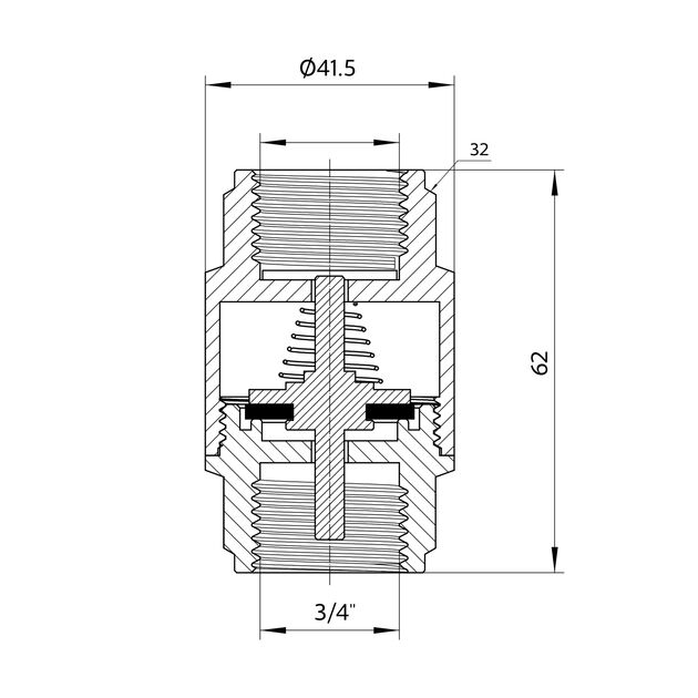 Обратний клапан Thermo Alliance Forte 3/4"ВВ никель с латунным штоком TAF240W20, фото , зображення 2 | SNABZHENIE.com.ua Обратний клапан Thermo Alliance Forte 3/4"ВВ никель с латунным штоком TAF240W20, фото , зображення 2 | SNABZHENIE.com.ua