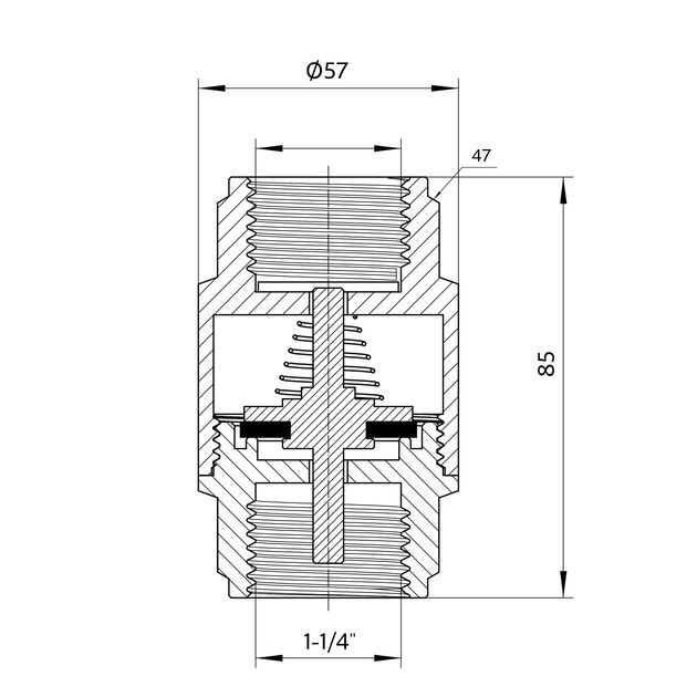 Обратний клапан Thermo Alliance Forte 1 1/4"ВВ никель с латунным штоком TAF240W32, фото , зображення 2 | SNABZHENIE.com.ua Обратний клапан Thermo Alliance Forte 1 1/4"ВВ никель с латунным штоком TAF240W32, фото , зображення 2 | SNABZHENIE.com.ua