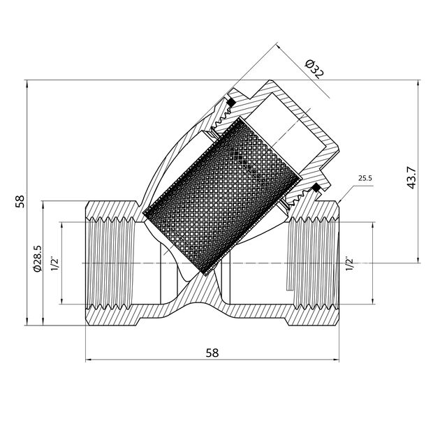 Фильтр грубой очистки Thermo Alliance Forte 1/2"ВВ никель для воды косой TAF124W15, фото , зображення 2 | SNABZHENIE.com.ua Фильтр грубой очистки Thermo Alliance Forte 1/2"ВВ никель для воды косой TAF124W15, фото , зображення 2 | SNABZHENIE.com.ua