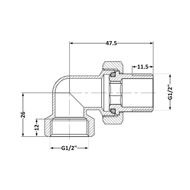 Сгон-американка Thermo Alliance Standart 1/2"ВН никель, угловой TAS191W15, фото , изображение 2 | SNABZHENIE.com.ua Сгон-американка Thermo Alliance Standart 1/2"ВН никель, угловой TAS191W15, фото , изображение 2 | SNABZHENIE.com.ua