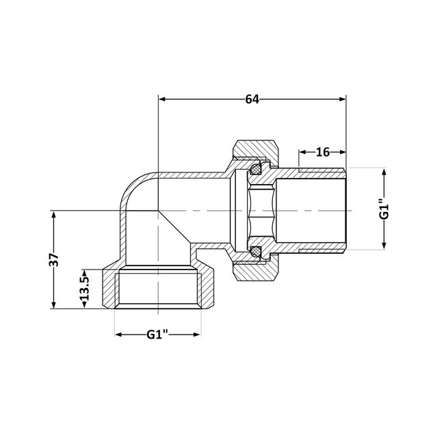 Сгон-американка Thermo Alliance Standart 1"ВН никель, угловой TAS191W25, фото , изображение 2 | SNABZHENIE.com.ua Сгон-американка Thermo Alliance Standart 1"ВН никель, угловой TAS191W25, фото , изображение 2 | SNABZHENIE.com.ua