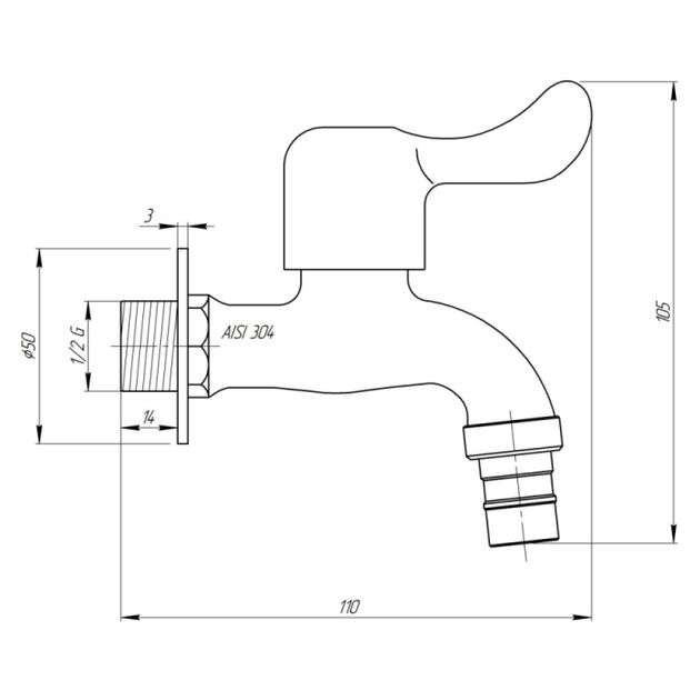 Кран шаровой поливочный Thermo Alliance Standart 1/2" нерж. TAS348W15SS, фото , зображення 2 | SNABZHENIE.com.ua Кран шаровой поливочный Thermo Alliance Standart 1/2" нерж. TAS348W15SS, фото , зображення 2 | SNABZHENIE.com.ua