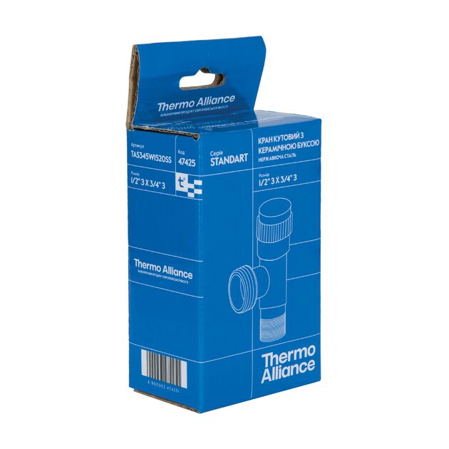 Кран угловой Thermo Alliance Standart 1/2"Нх3/4"Н нерж., с керам. буксой TAS345W1520SS, фото , изображение 8 | SNABZHENIE.com.ua Кран угловой Thermo Alliance Standart 1/2"Нх3/4"Н нерж., с керам. буксой TAS345W1520SS, фото , изображение 8 | SNABZHENIE.com.ua