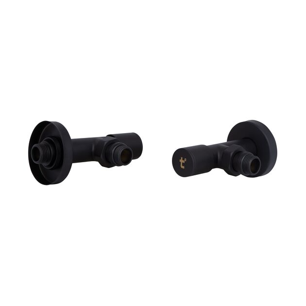 Комплект кранов Thermo Alliance Standart 1/2" Н для полотенцесушителя угловой черный SF395W15B, фото  | SNABZHENIE.com.ua