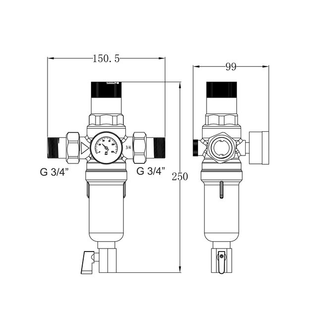 Фильтр самопромывной Thermo Alliance Forte 3/4" с редуктором для холодной воды SF128W20C, фото , зображення 2 | SNABZHENIE.com.ua Фильтр самопромывной Thermo Alliance Forte 3/4" с редуктором для холодной воды SF128W20C, фото , зображення 2 | SNABZHENIE.com.ua