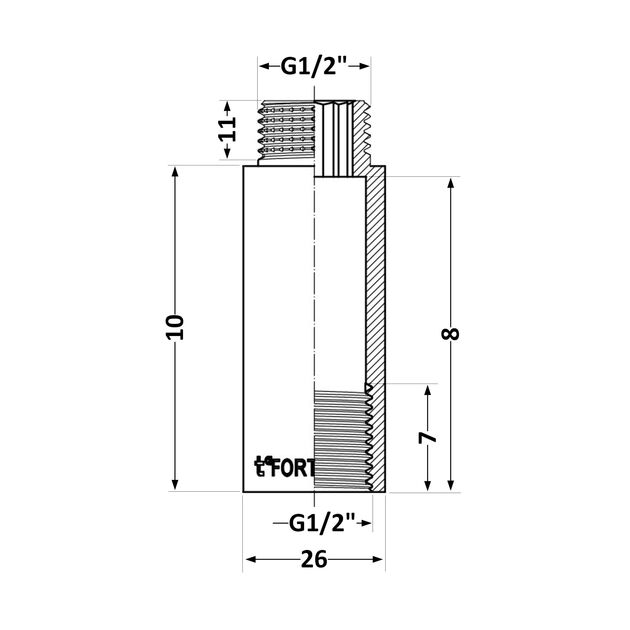 Удлинитель хромированный Thermo Alliance Forte 1/2"ВН, L=10 мм TAF1301510, фото , изображение 2 | SNABZHENIE.com.ua Удлинитель хромированный Thermo Alliance Forte 1/2"ВН, L=10 мм TAF1301510, фото , изображение 2 | SNABZHENIE.com.ua