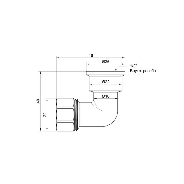 Уголок обжимной SD Plus 16х1/2" ВР SD156W1615, фото , изображение 2 | SNABZHENIE.com.ua Уголок обжимной SD Plus 16х1/2" ВР SD156W1615, фото , изображение 2 | SNABZHENIE.com.ua