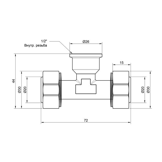 Тройник обжимной SD Plus 20х1/2"х20 ВР SD159W201520, фото , зображення 2 | SNABZHENIE.com.ua Тройник обжимной SD Plus 20х1/2"х20 ВР SD159W201520, фото , зображення 2 | SNABZHENIE.com.ua