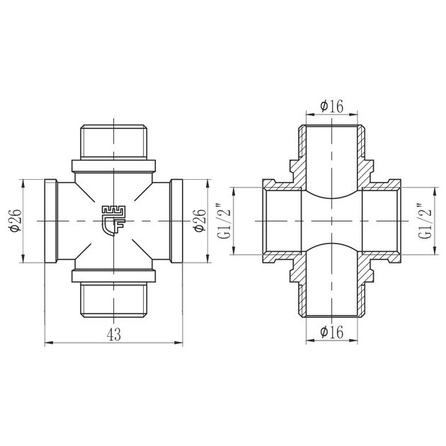 Крестовина SD Forte 1/2" ВН SF35515, фото , изображение 2 | SNABZHENIE.com.ua Крестовина SD Forte 1/2" ВН SF35515, фото , изображение 2 | SNABZHENIE.com.ua