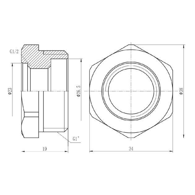 Футорка SD Forte 1"х1/2" НВ SF3742515, фото , изображение 2 | SNABZHENIE.com.ua Футорка SD Forte 1"х1/2" НВ SF3742515, фото , изображение 2 | SNABZHENIE.com.ua