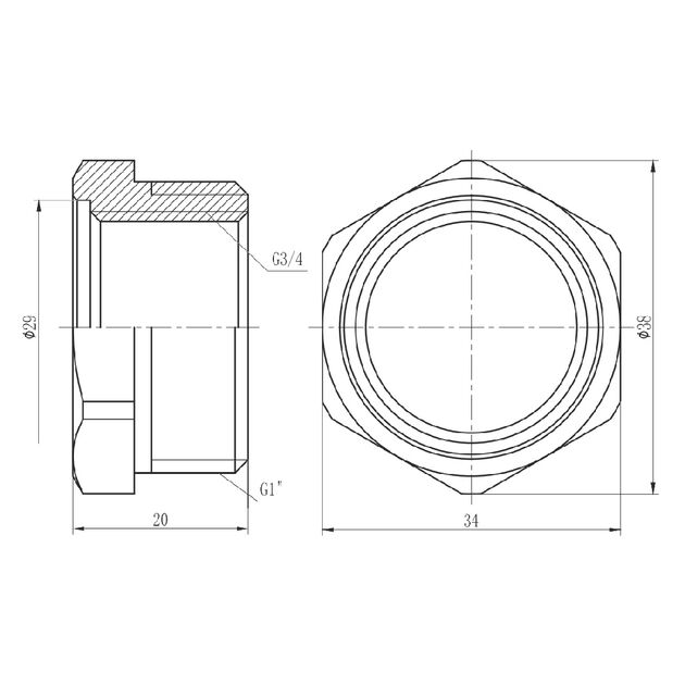 Футорка SD Forte 1"х3/4" НВ SF3742520, фото , изображение 2 | SNABZHENIE.com.ua Футорка SD Forte 1"х3/4" НВ SF3742520, фото , изображение 2 | SNABZHENIE.com.ua
