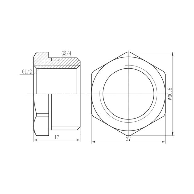 Футорка SD Forte 3/4"х1/2" НВ хром SF374H2015, фото , изображение 2 | SNABZHENIE.com.ua Футорка SD Forte 3/4"х1/2" НВ хром SF374H2015, фото , изображение 2 | SNABZHENIE.com.ua
