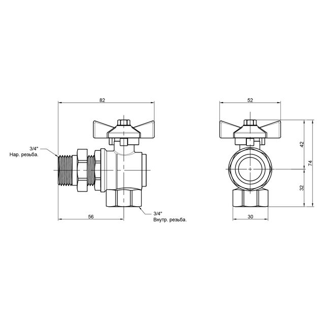 Кран шаровой "Американка" SD Plus угловой 3/4" ВН SD222W20, фото , изображение 2 | SNABZHENIE.com.ua Кран шаровой "Американка" SD Plus угловой 3/4" ВН SD222W20, фото , изображение 2 | SNABZHENIE.com.ua