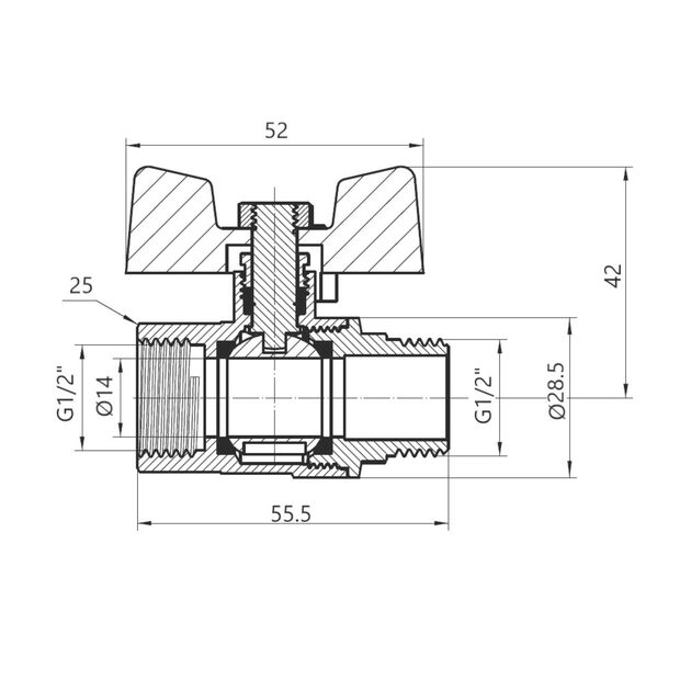 Кран шаровой SD Plus 1/2" ВН для газа (бабочка) SD607G15, фото , зображення 2 | SNABZHENIE.com.ua Кран шаровой SD Plus 1/2" ВН для газа (бабочка) SD607G15, фото , зображення 2 | SNABZHENIE.com.ua