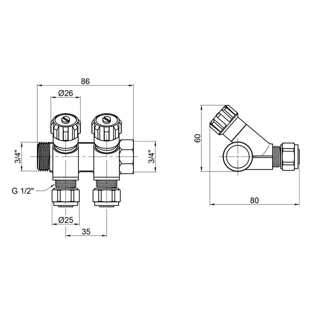 Коллектор SD Plus 3/4" 2 выхода SD230W2, фото , изображение 2 | SNABZHENIE.com.ua Коллектор SD Plus 3/4" 2 выхода SD230W2, фото , изображение 2 | SNABZHENIE.com.ua