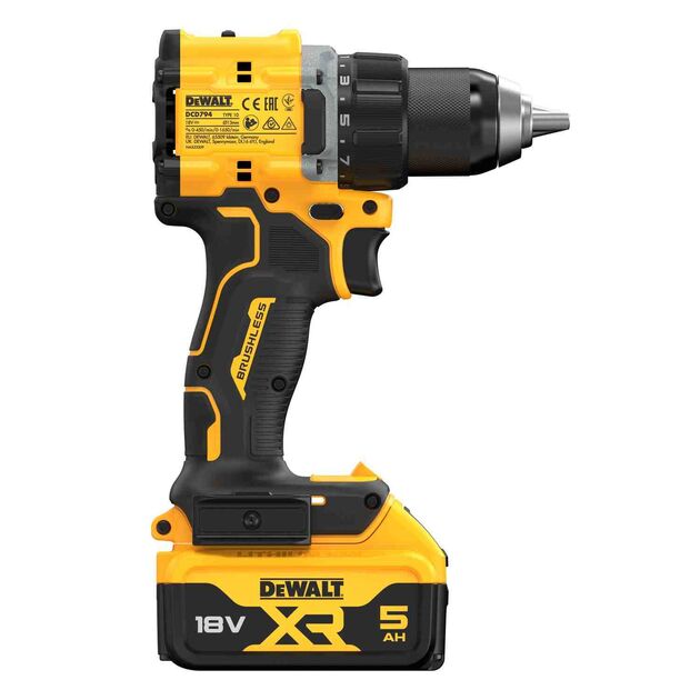 Дрель-шуруповёрт аккумуляторная бесщёточная DeWALT DCD794P2T, фото , зображення 4 | SNABZHENIE.com.ua Дрель-шуруповёрт аккумуляторная бесщёточная DeWALT DCD794P2T, фото , зображення 4 | SNABZHENIE.com.ua