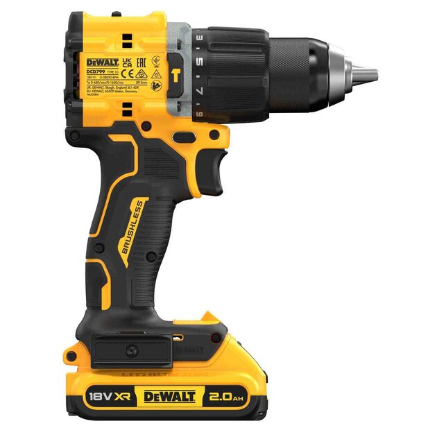 Дрель-шуруповёрт аккумуляторная бесщёточная ударная DeWALT DCD799D2T, фото , изображение 5 | SNABZHENIE.com.ua Дрель-шуруповёрт аккумуляторная бесщёточная ударная DeWALT DCD799D2T, фото , изображение 5 | SNABZHENIE.com.ua