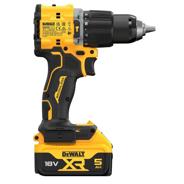 Дрель-шуруповёрт аккумуляторная бесщёточная ударная DeWALT DCD799P2T, фото , изображение 5 | SNABZHENIE.com.ua Дрель-шуруповёрт аккумуляторная бесщёточная ударная DeWALT DCD799P2T, фото , изображение 5 | SNABZHENIE.com.ua