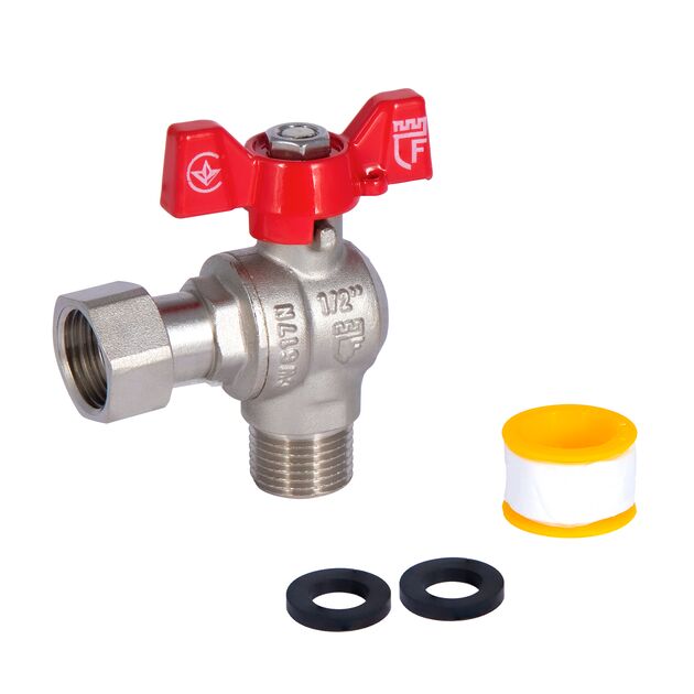 Кран шаровой с накидной гайкой SD Forte 1/2" ВН для воды угловой SF224W15, фото , зображення 5 | SNABZHENIE.com.ua Кран шаровой с накидной гайкой SD Forte 1/2" ВН для воды угловой SF224W15, фото , зображення 5 | SNABZHENIE.com.ua