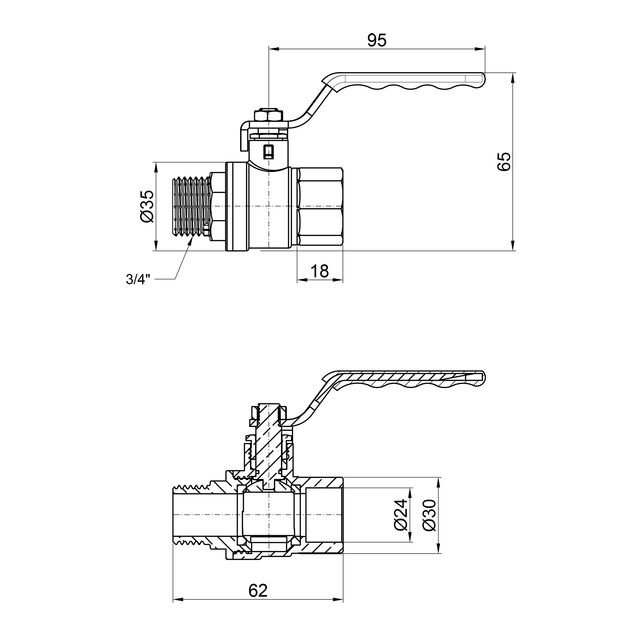 Кран шаровой SD Plus 3/4" ВН для воды (рычаг) SD605NW20PN40, фото , изображение 2 | SNABZHENIE.com.ua Кран шаровой SD Plus 3/4" ВН для воды (рычаг) SD605NW20PN40, фото , изображение 2 | SNABZHENIE.com.ua