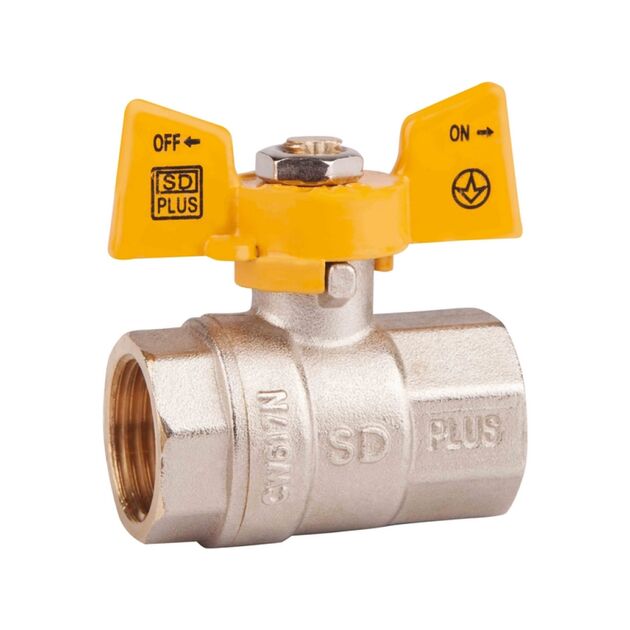 Кран шаровой SD Plus 1/2" ВР для газа (бабочка) SD602NG15PN40, фото  | SNABZHENIE.com.ua