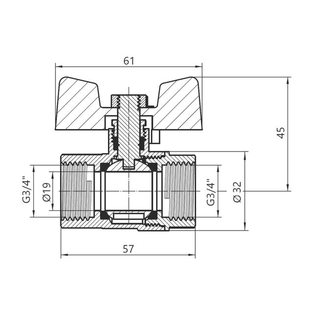 Кран шаровой SD Plus 3/4" ВР для газа (бабочка) SD602NG20PN40, фото , зображення 2 | SNABZHENIE.com.ua Кран шаровой SD Plus 3/4" ВР для газа (бабочка) SD602NG20PN40, фото , зображення 2 | SNABZHENIE.com.ua