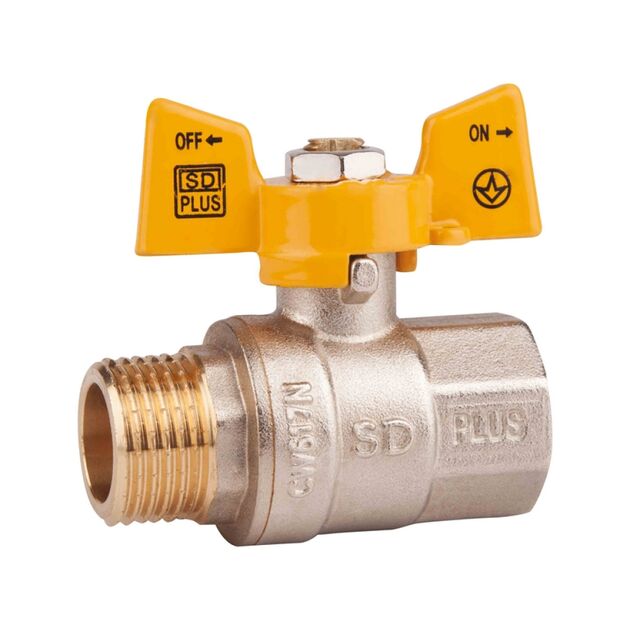 Кран шаровой SD Plus 1/2" ВН для газа (бабочка) SD607NG15PN40, фото  | SNABZHENIE.com.ua