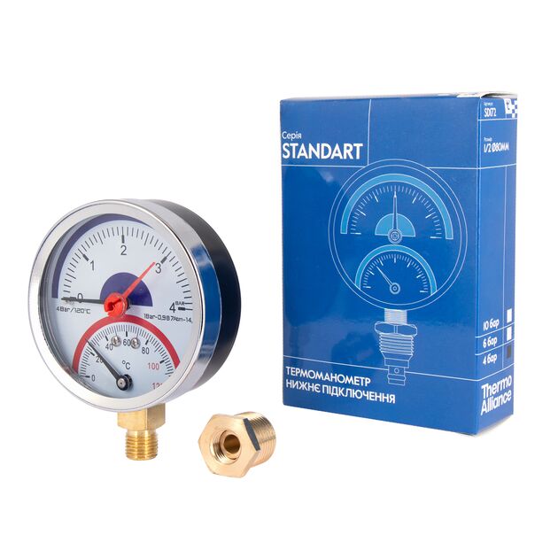 Термоманометр SD Plus 80 мм 1/2", нижнее подключение SD1724B, фото , изображение 5 | SNABZHENIE.com.ua Термоманометр SD Plus 80 мм 1/2", нижнее подключение SD1724B, фото , изображение 5 | SNABZHENIE.com.ua