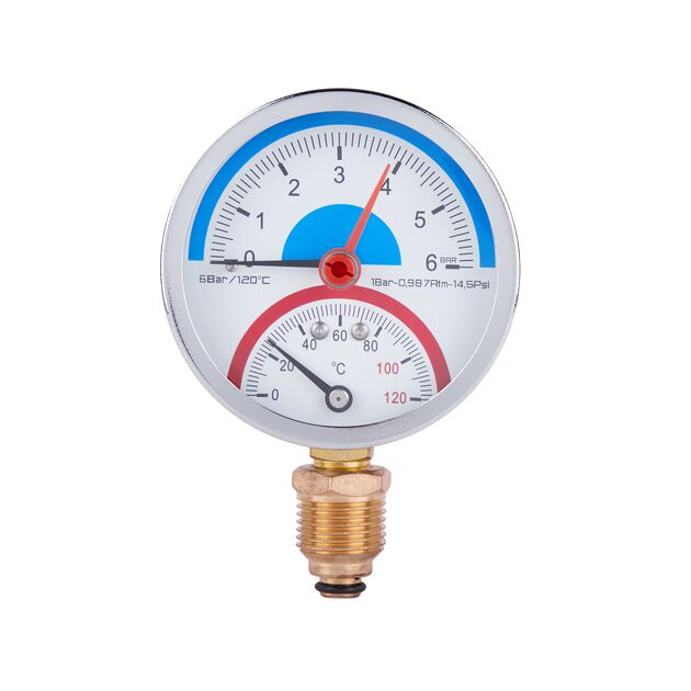 Термоманометр SD Plus 80 мм 1/2", нижнее подключение SD1726B, фото  | SNABZHENIE.com.ua