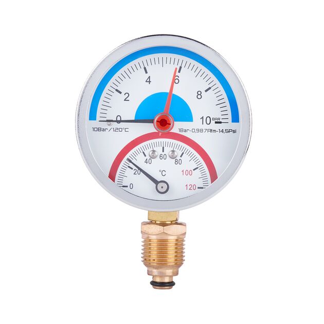 Термоманометр SD Plus 80 мм 1/2", нижнее подключение SD17210B, фото  | SNABZHENIE.com.ua
