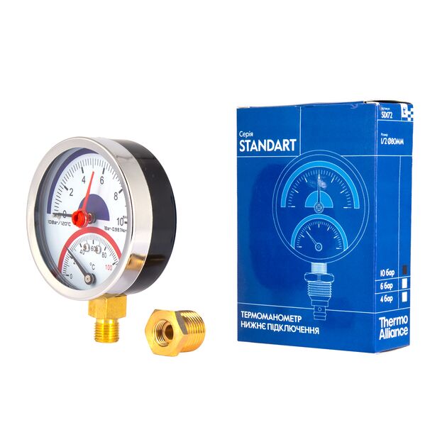 Термоманометр SD Plus 80 мм 1/2", нижнее подключение SD17210B, фото , изображение 5 | SNABZHENIE.com.ua Термоманометр SD Plus 80 мм 1/2", нижнее подключение SD17210B, фото , изображение 5 | SNABZHENIE.com.ua