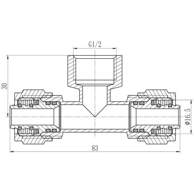 Тройник обжимной SD Forte 16х1/2"х16 ВР SF177W161516, фото , изображение 2 | SNABZHENIE.com.ua Тройник обжимной SD Forte 16х1/2"х16 ВР SF177W161516, фото , изображение 2 | SNABZHENIE.com.ua