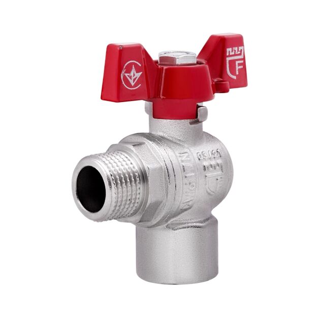 Кран шаровой SD Forte 1/2" ВН для воды угловой (бабочка) SF267W15, фото  | SNABZHENIE.com.ua