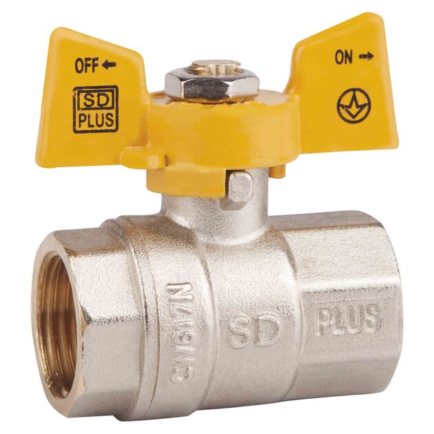 Кран шаровой SD Plus 1" ВР для газа (бабочка) SD602NG25PN40, фото  | SNABZHENIE.com.ua