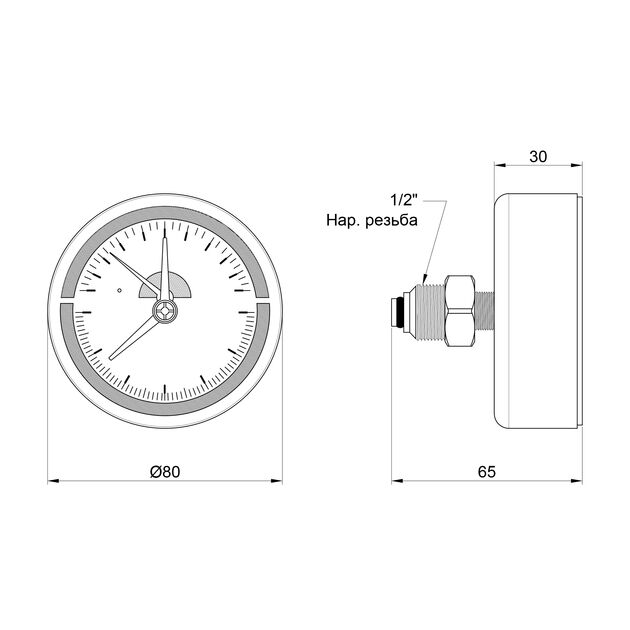 Термоманометр SD Plus 80 мм 1/2", заднее подключение SD17310B, фото , изображение 2 | SNABZHENIE.com.ua Термоманометр SD Plus 80 мм 1/2", заднее подключение SD17310B, фото , изображение 2 | SNABZHENIE.com.ua