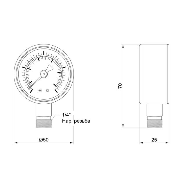 Манометр SD Plus 50 мм 1/4", нижнее подключение SD1704B, фото , зображення 2 | SNABZHENIE.com.ua Манометр SD Plus 50 мм 1/4", нижнее подключение SD1704B, фото , зображення 2 | SNABZHENIE.com.ua
