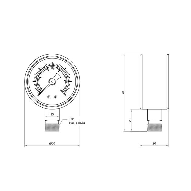 Манометр SD Plus 50 мм 1/4", нижнее подключение SD1706B, фото , зображення 2 | SNABZHENIE.com.ua Манометр SD Plus 50 мм 1/4", нижнее подключение SD1706B, фото , зображення 2 | SNABZHENIE.com.ua
